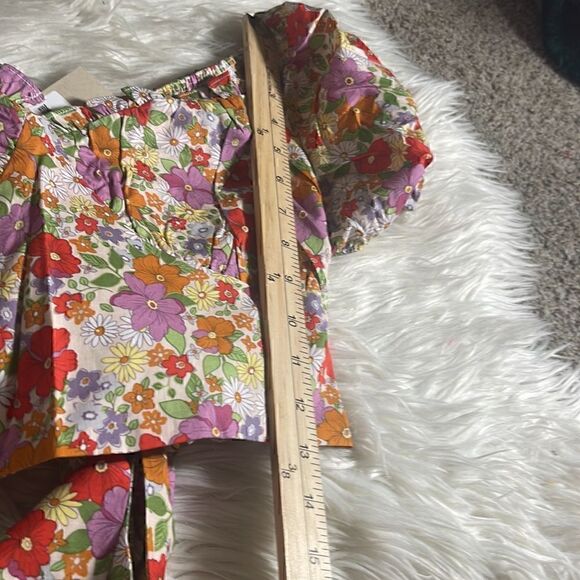 Glamorous Top Womens Size Large Retro Floral back tie crop Blouse Spring summer - Picture 9 of 9